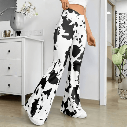 Maren | Women's Cow Print Flared Trousers