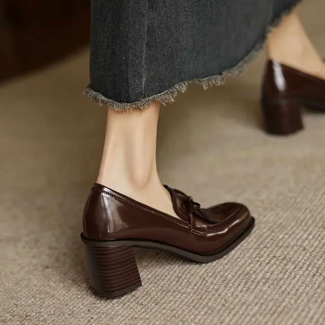Blair | Damen-Loafer mit Quasten und Schleife sowie Blockabsatz