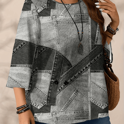 Romy | Women's Plus Size Relaxed Fit Round Neck Blouse