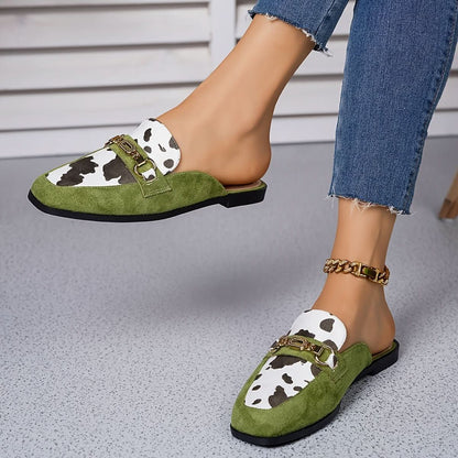 Noa | Women's Square Toe Slip-On Mule Loafer Flats