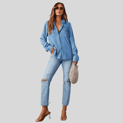 Bree | Women's Long Sleeve Shirt with Chest Pockets