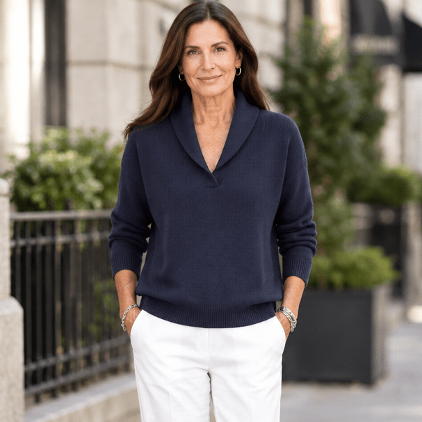 Harlow | Damen-Strickpullover mit V-Ausschnitt und langen Ärmeln
