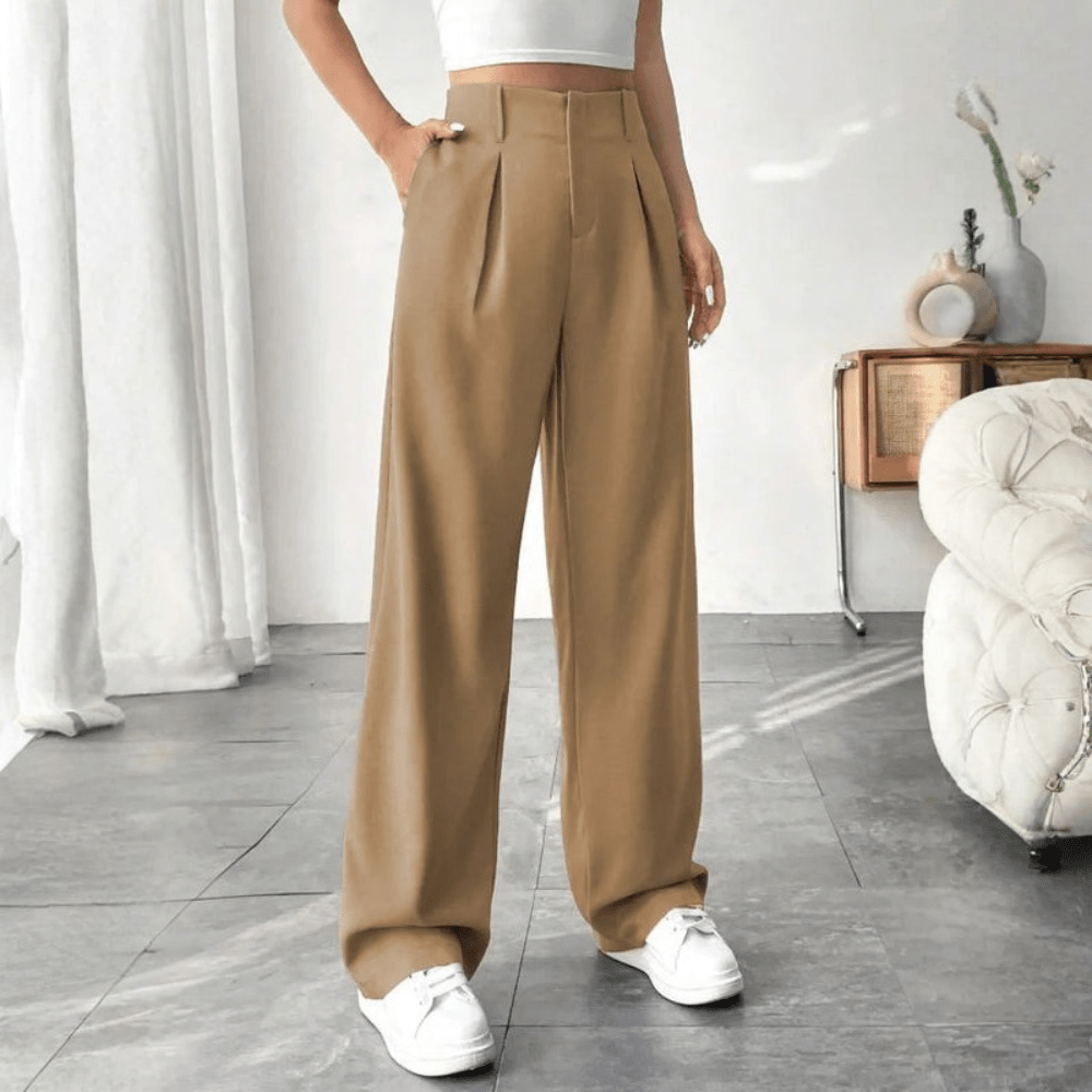 Mae | Women's High-Waisted Wide-Leg Draped Trousers