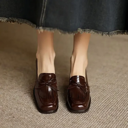 Blair | Damen-Loafer mit Quasten und Schleife sowie Blockabsatz