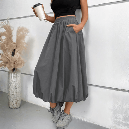 Faye | Women's High Waist Pleated Midi Skirt