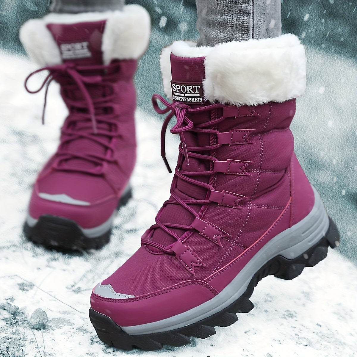 Greer | Women's Faux Fur Cuff Winter Snow Boots