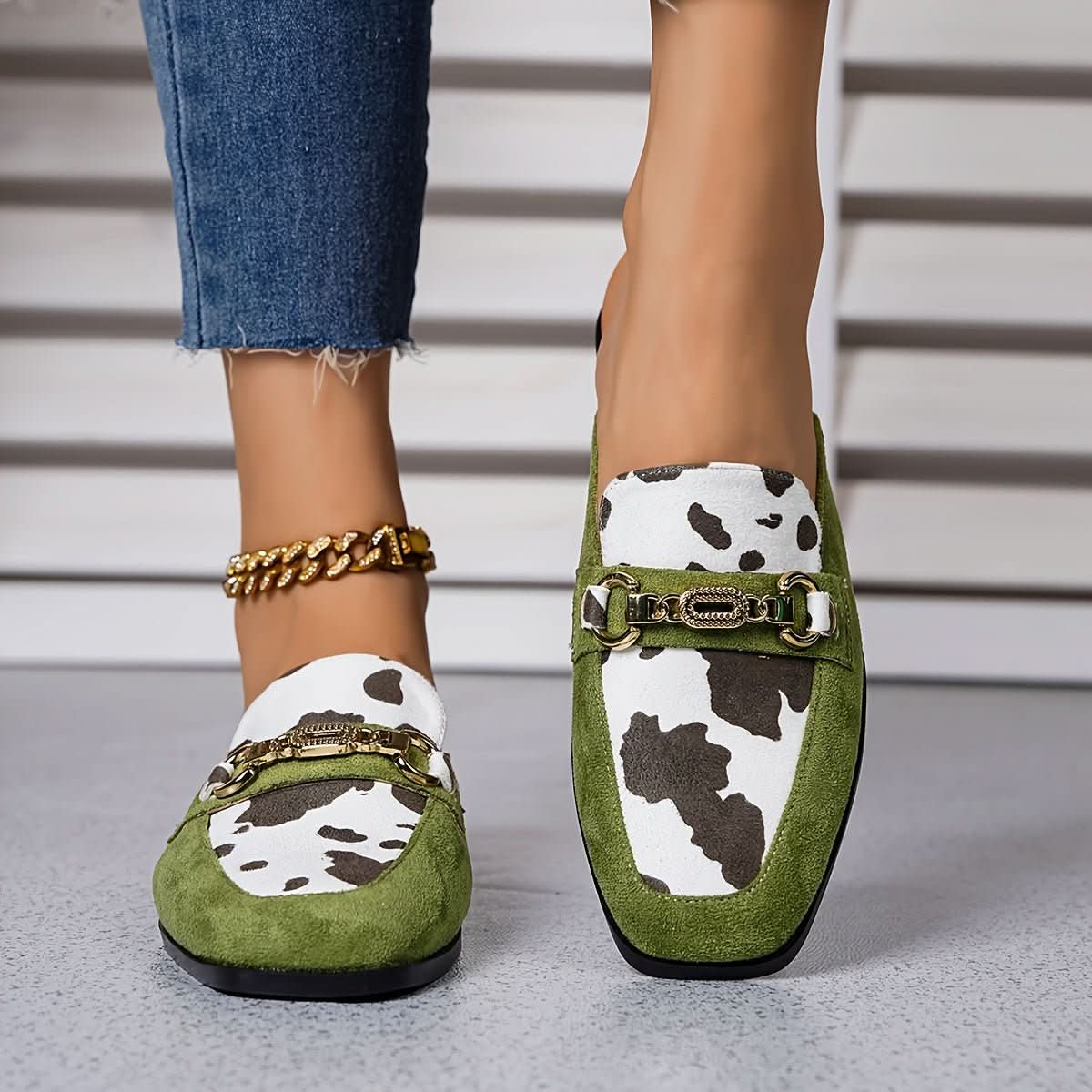 Noa | Women's Square Toe Slip-On Mule Loafer Flats