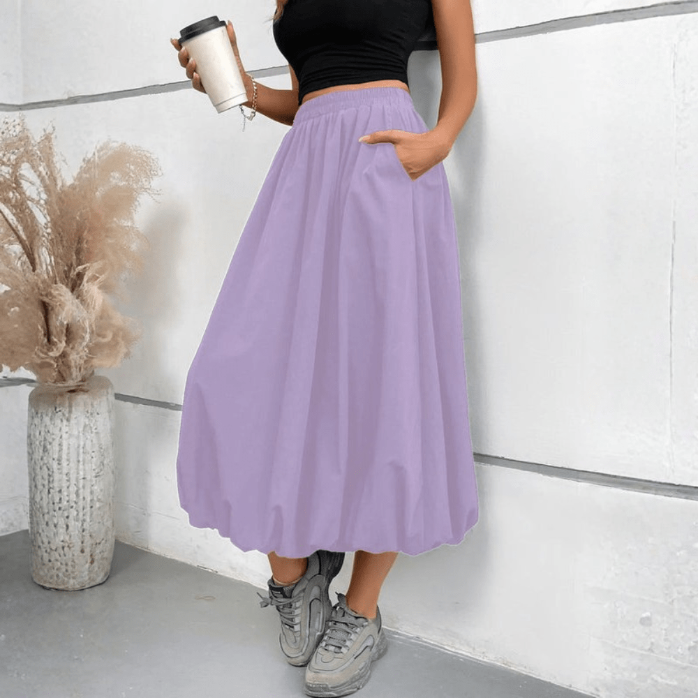 Faye | Women's High Waist Pleated Midi Skirt