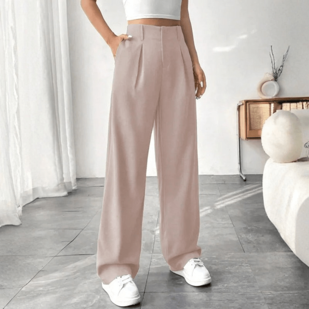 Mae | Women's High-Waisted Wide-Leg Draped Trousers