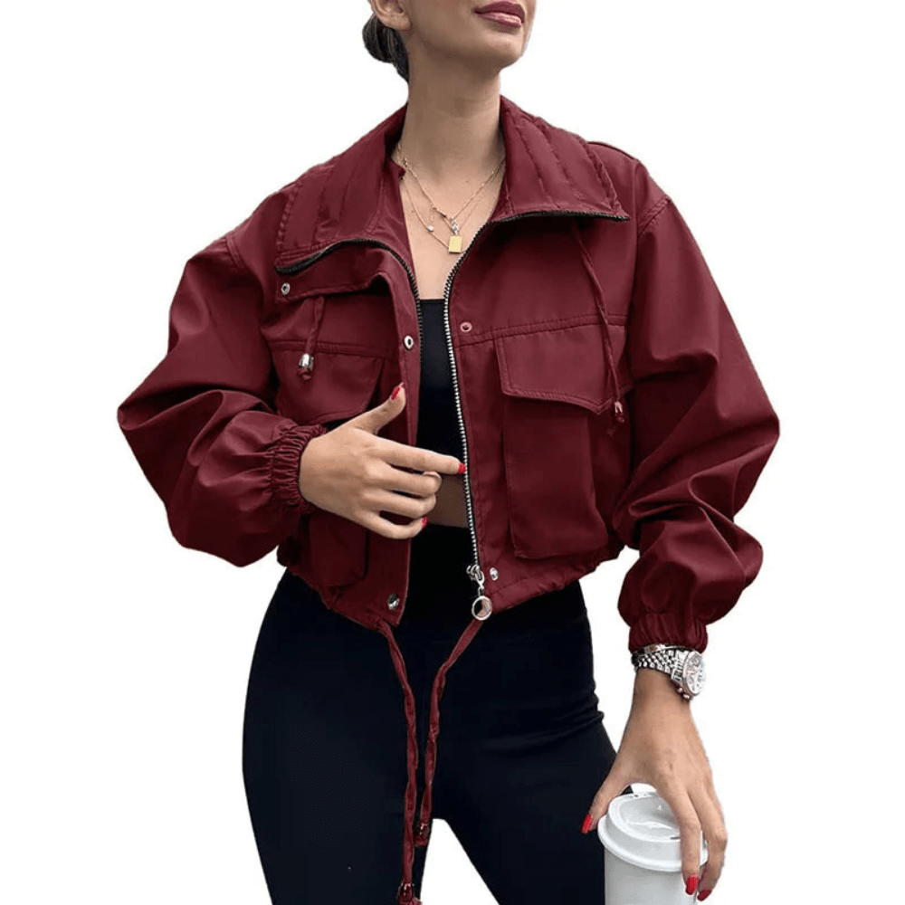 Indie | Utility-Jacke mit hohem Kragen und Taschen für Damen