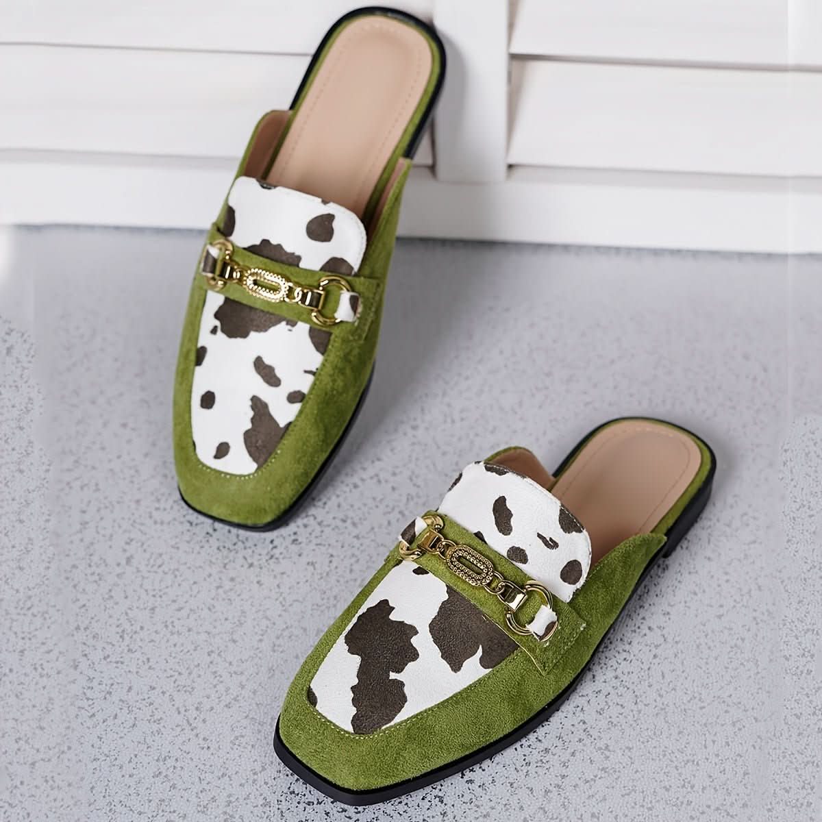 Noa | Women's Square Toe Slip-On Mule Loafer Flats
