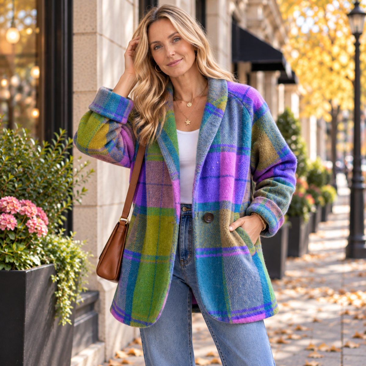 Gia | Women's Winter Plaid Oversized Coat