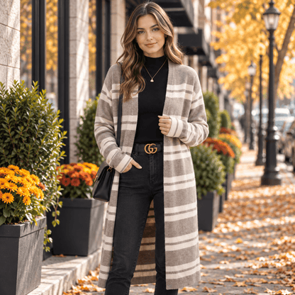 Janae | Women's Striped Oversized Longline Cardigan