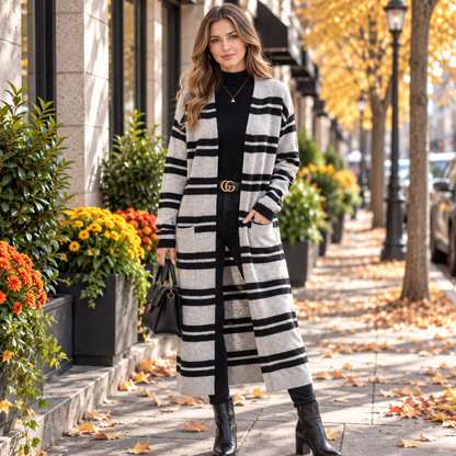 Janae | Women's Striped Oversized Longline Cardigan