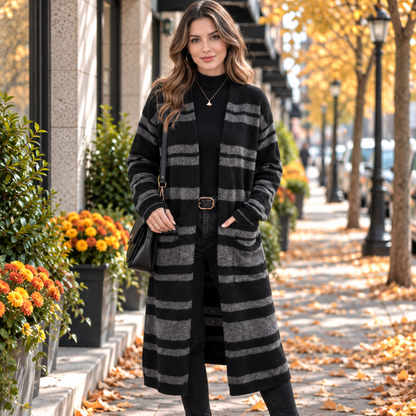 Janae | Women's Striped Oversized Longline Cardigan