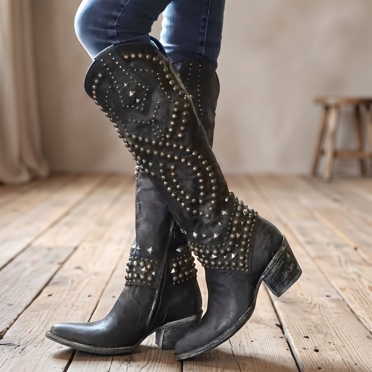 Juno | Women's Western Knee-High Block-Heel Boots