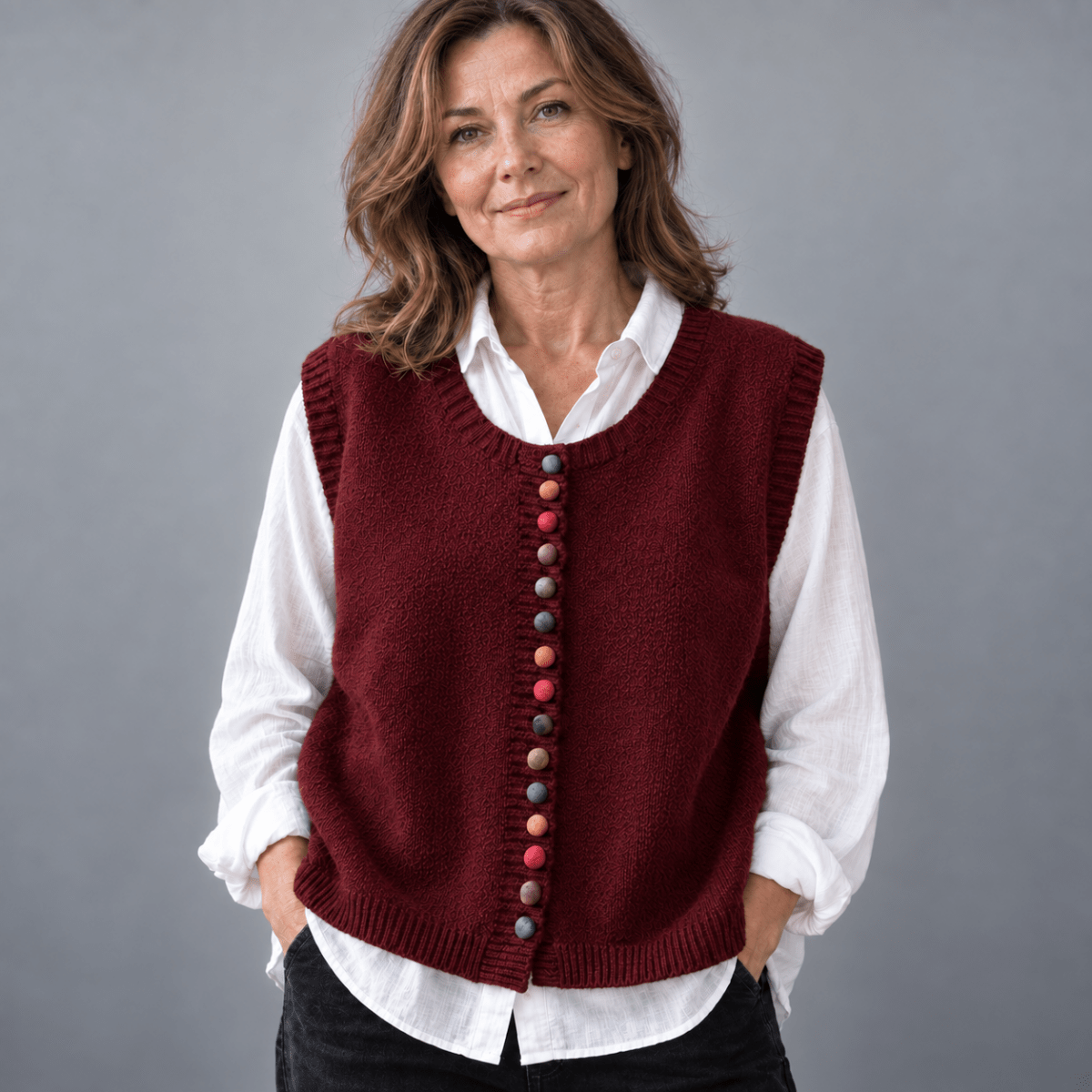 Quinn | Women's Ribbed Knit Button-Front Vest