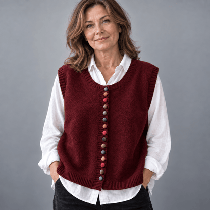 Quinn | Women's Ribbed Knit Button-Front Vest