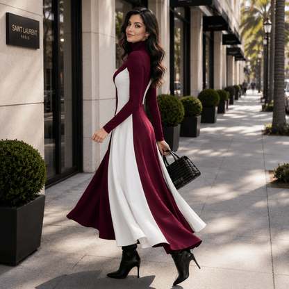 Alissa | Women's Long Sleeve Turtleneck Maxi Dress