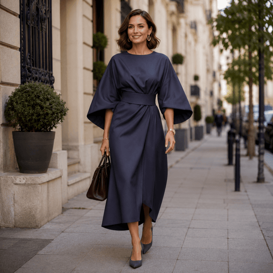 Romy | Damen-Wickelmidikleid mit Gürtel