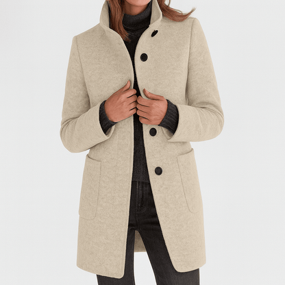 Bree | Damen-Mantel in Longline-Schnitt mit Knopfleiste und Kragen