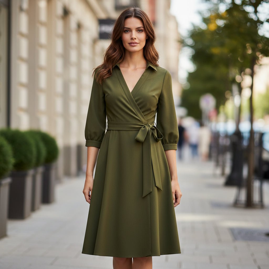 Reese | Wickelkleid in Midilänge für Damen mit Gürtel, für besondere Anlässe