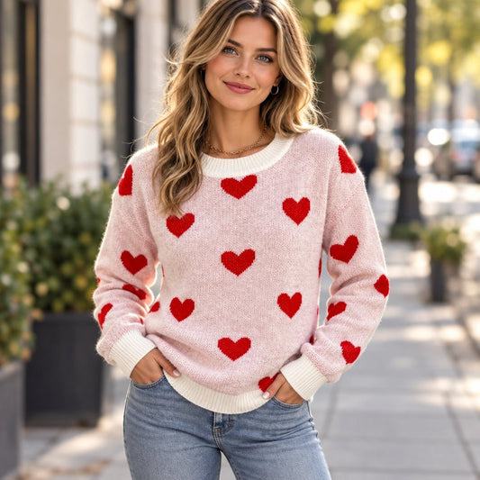Billie | Women's Heart Pattern Knit Jumper