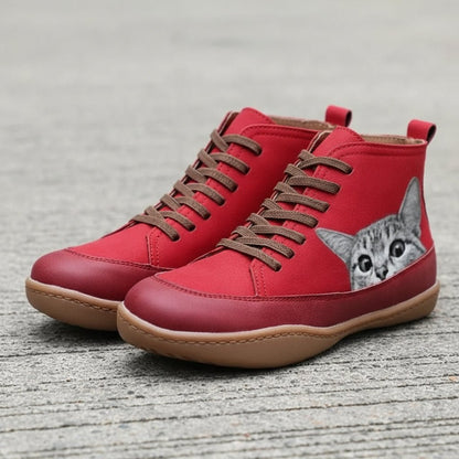 Tracey | Verspielte Damen-Stiefeletten mit Katzenmotiv
