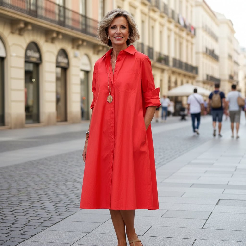 Greer | Women's A-Line Shirt Dress with Pockets