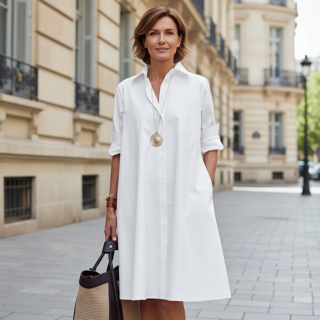 Greer | Women's A-Line Shirt Dress with Pockets