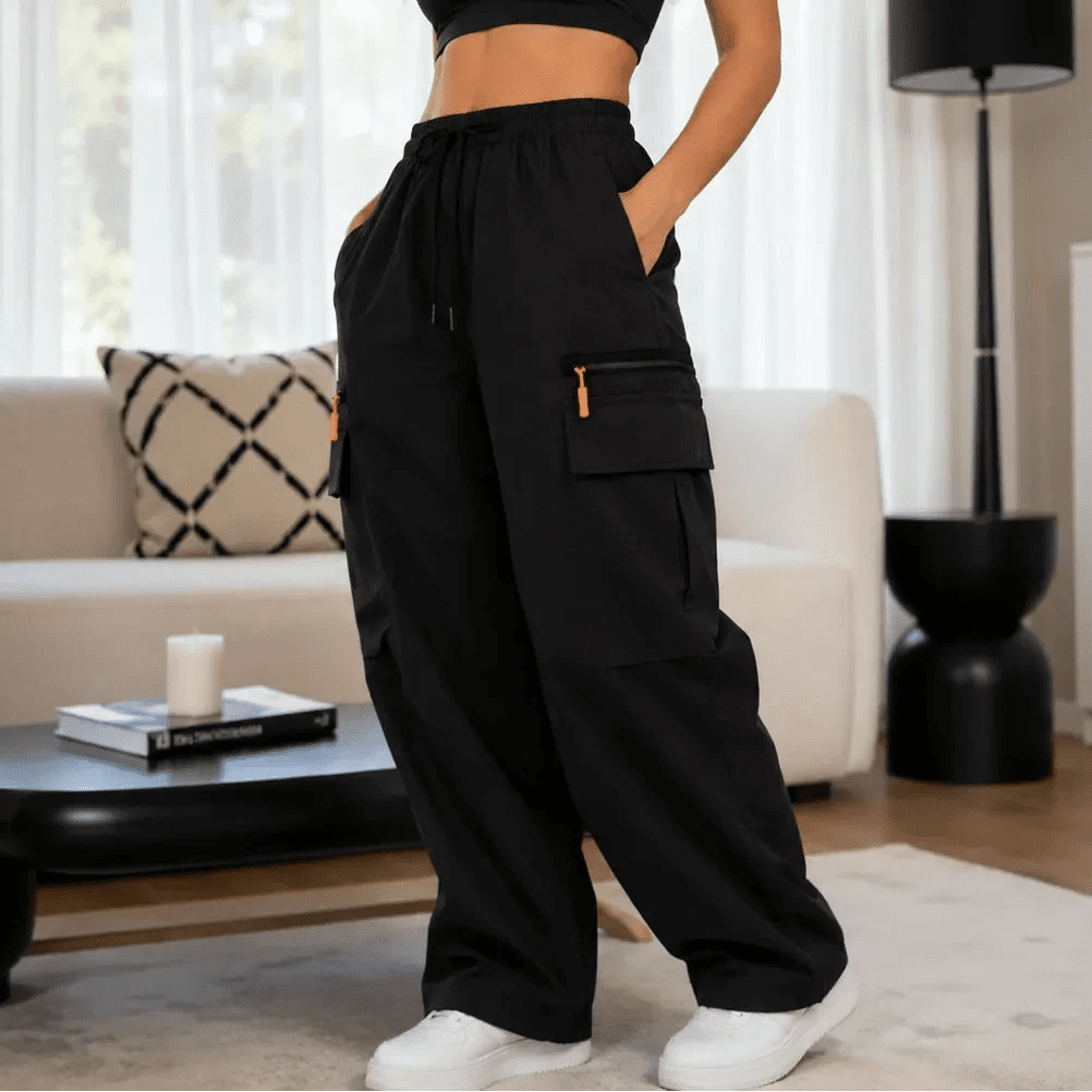 Kristy | Cargohose mit hohem Bund und weitem Bein für Damen