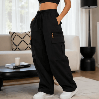 Kristy | Cargohose mit hohem Bund und weitem Bein für Damen