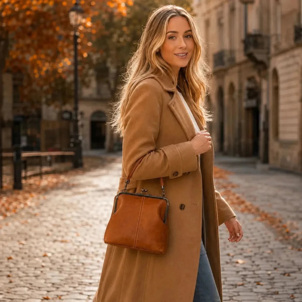 Quinn | Women's Kiss Lock Crossbody Bag with Handles