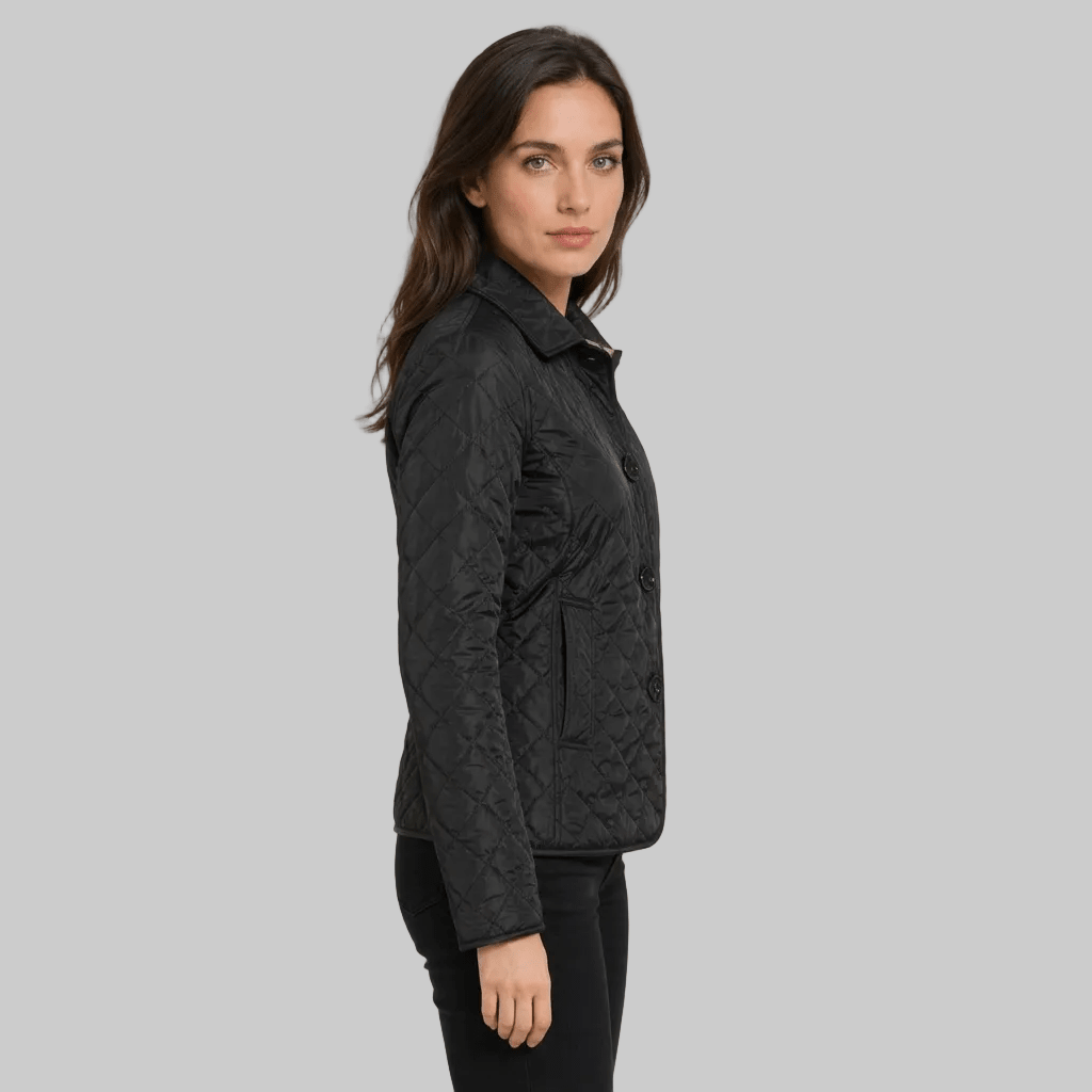 Nova | Damen-Steppjacke mit Knopfleiste und Kragen