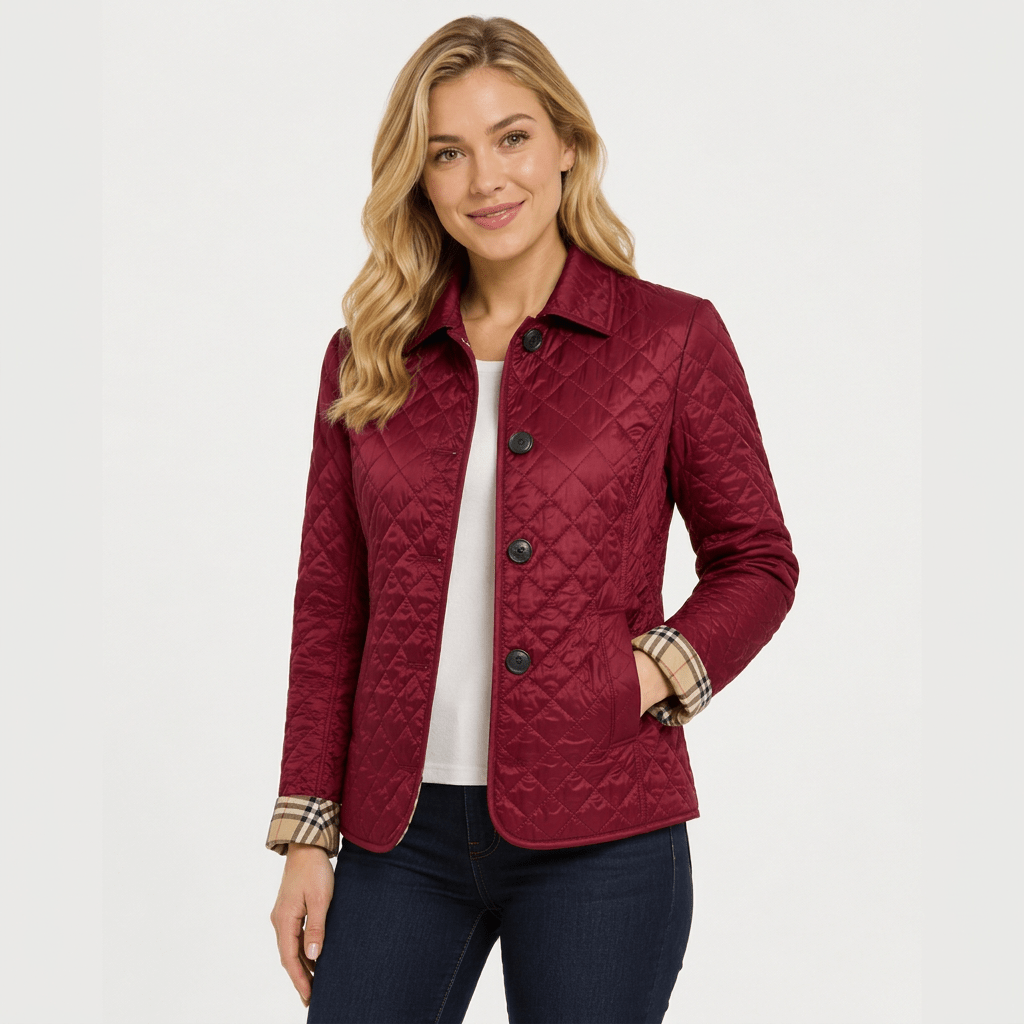 Nova | Damen-Steppjacke mit Knopfleiste und Kragen