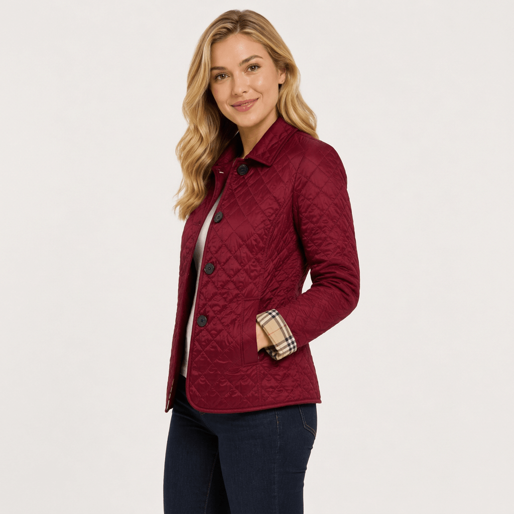 Nova | Damen-Steppjacke mit Knopfleiste und Kragen