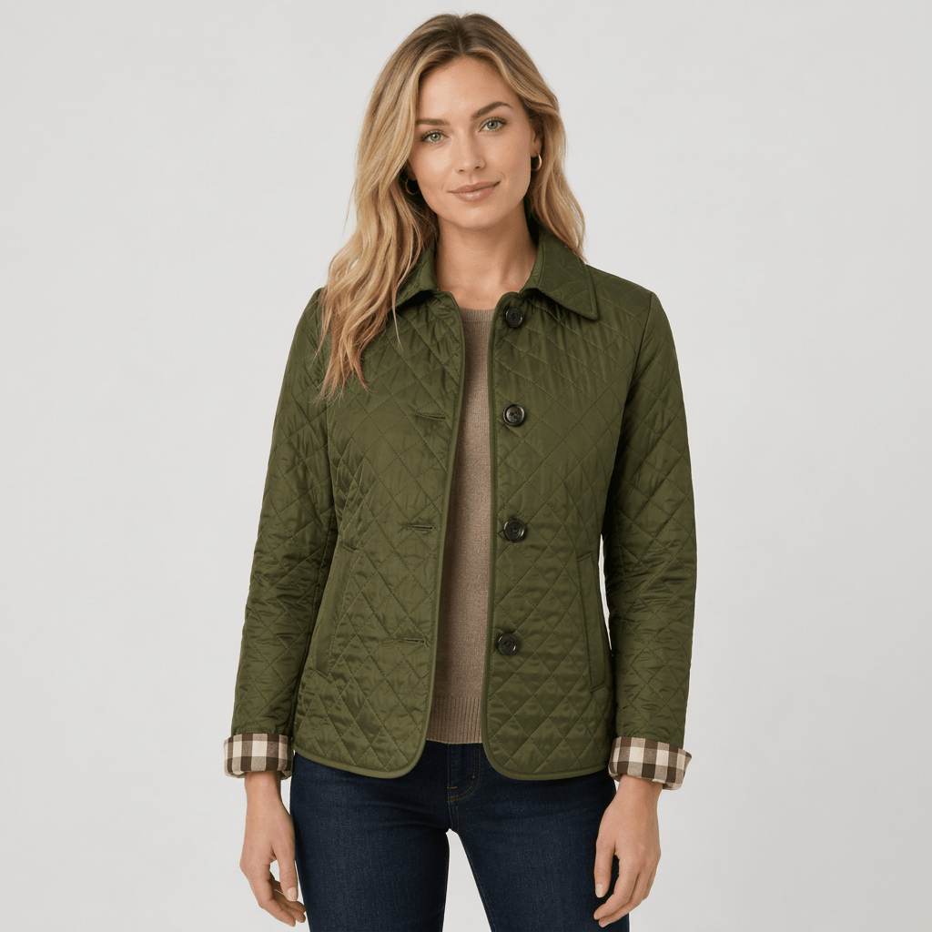 Nova | Damen-Steppjacke mit Knopfleiste und Kragen