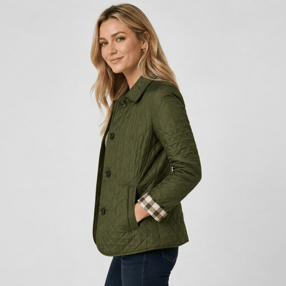 Nova | Damen-Steppjacke mit Knopfleiste und Kragen