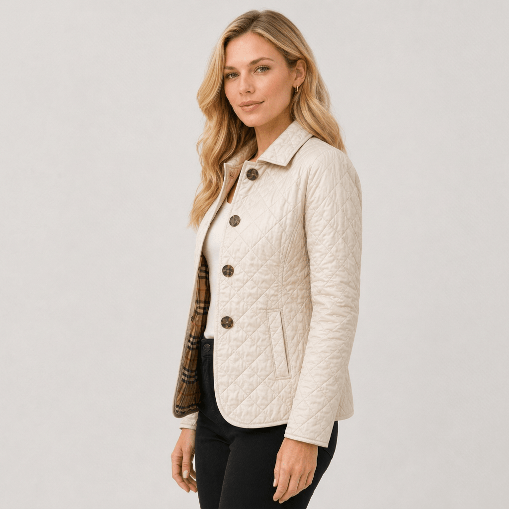 Nova | Damen-Steppjacke mit Knopfleiste und Kragen
