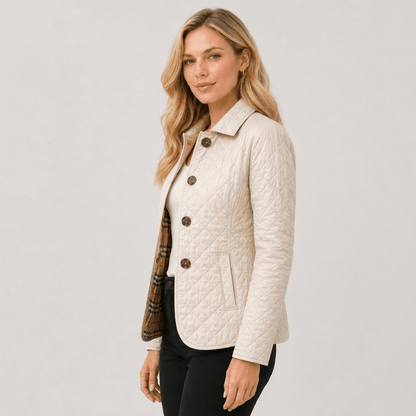 Nova | Damen-Steppjacke mit Knopfleiste und Kragen