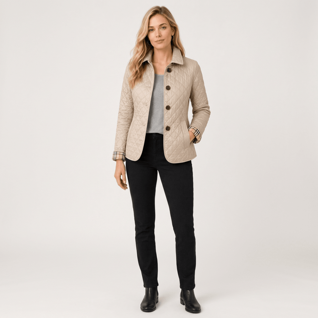 Nova | Damen-Steppjacke mit Knopfleiste und Kragen