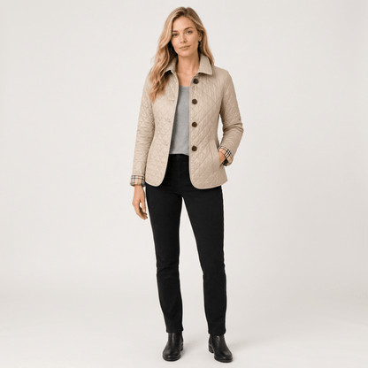 Nova | Damen-Steppjacke mit Knopfleiste und Kragen