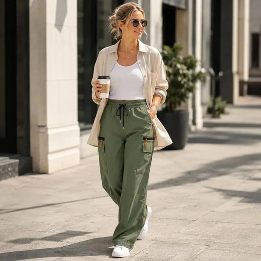 Faye | Women's High-Waist Wide-Leg Cargo Trousers