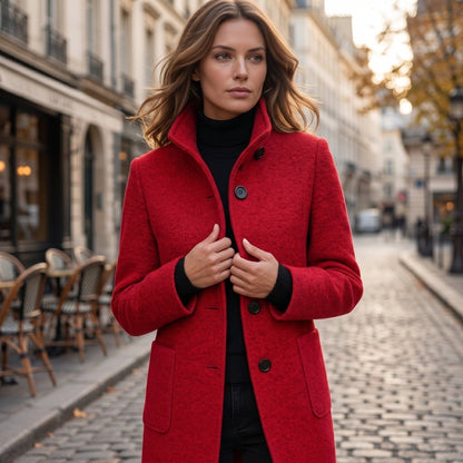 Bree | Damen-Mantel in Longline-Schnitt mit Knopfleiste und Kragen