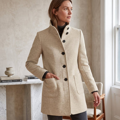 Bree | Damen-Mantel in Longline-Schnitt mit Knopfleiste und Kragen
