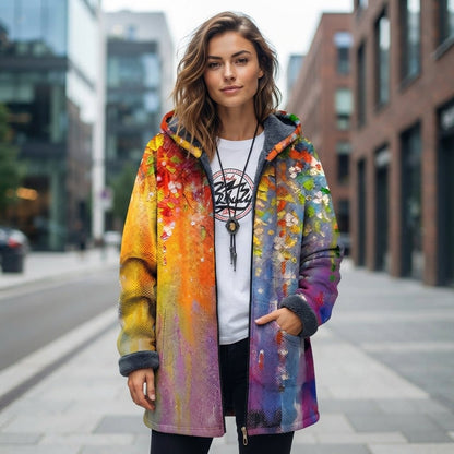 Sadie | Women's Printed Hooded Zip Front Casual Jacket