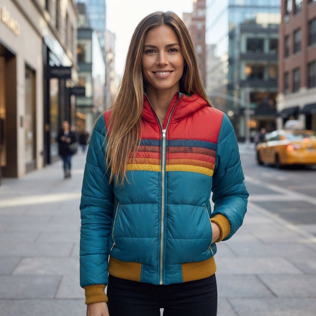 Romy | Gestreifte Steppjacke für Damen mit Reißverschluss