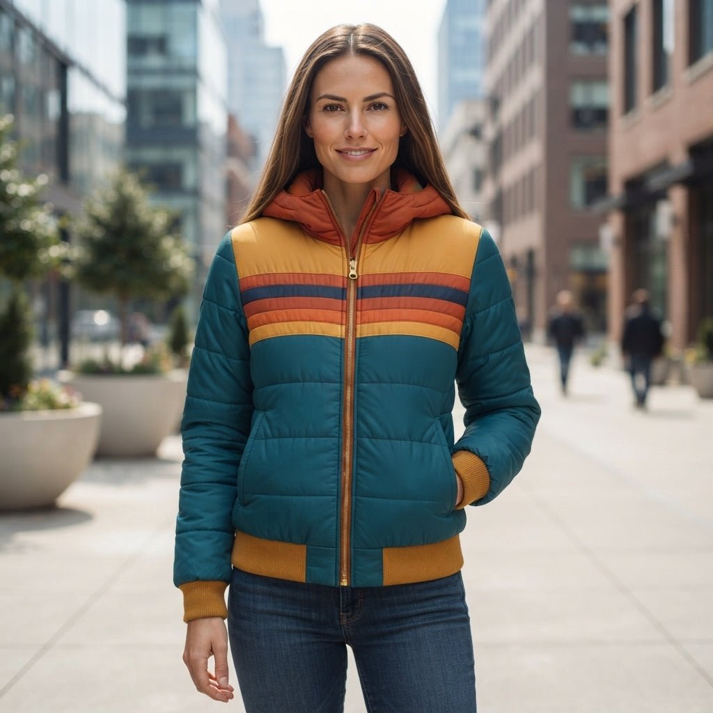 Romy | Gestreifte Steppjacke für Damen mit Reißverschluss