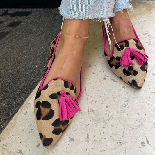 Remi | Women's Animal Print Tassel Flats