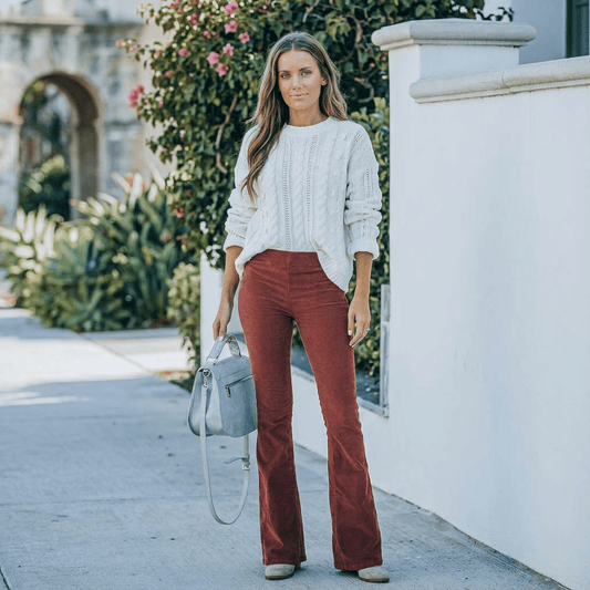 Liza | Women's Corduroy Flare Trousers with High Waist